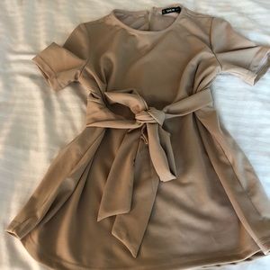 Wrap Detail Beige Shirt